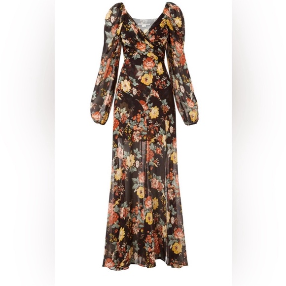 Veronica Beard Avani Floral Silk Maxi Dress Sz 2 - Picture 6 of 13